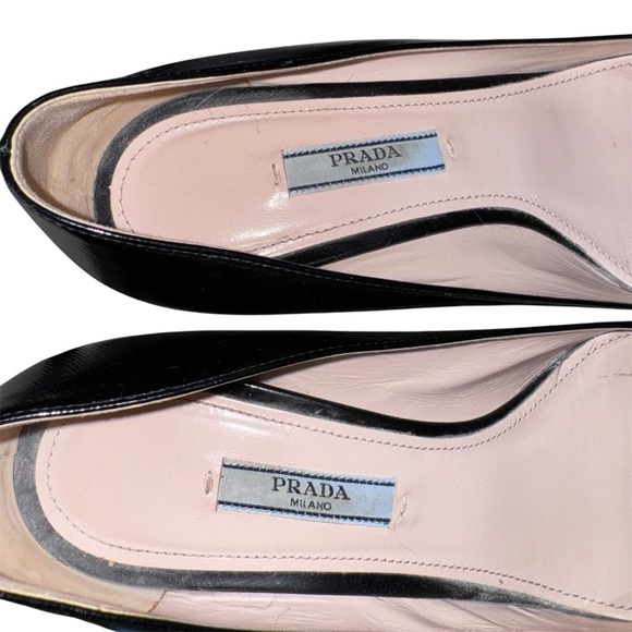 Prada Low Kitten Heel Pump Classic Preppy Black Sz 39.5 - Picture 10 of 16